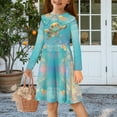 thumbnail image 2 of DISNIMO Girls Sea Turtle Dress Kids Blue Dress Long Sleeve Girls Twirly Dress for Girls Heart Dress Kids Collar Dress Children Dress Size 7/8 Kids Clothes Dress for Children Girls Midi Dresses, 2 of 7
