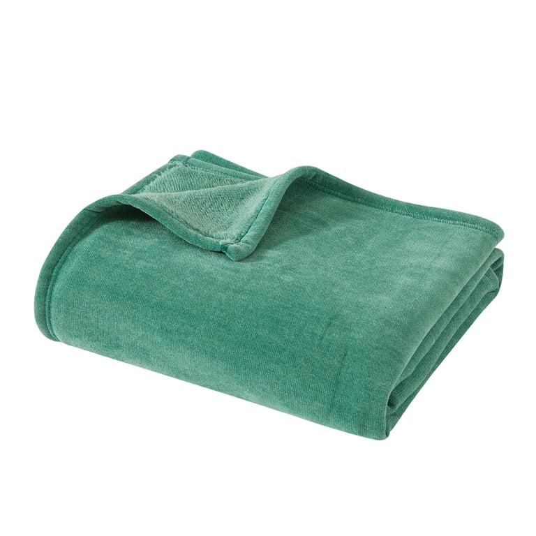 Mainstays Cozy Sweatshirt Chenille Throw Blanket, Green Lily, 50