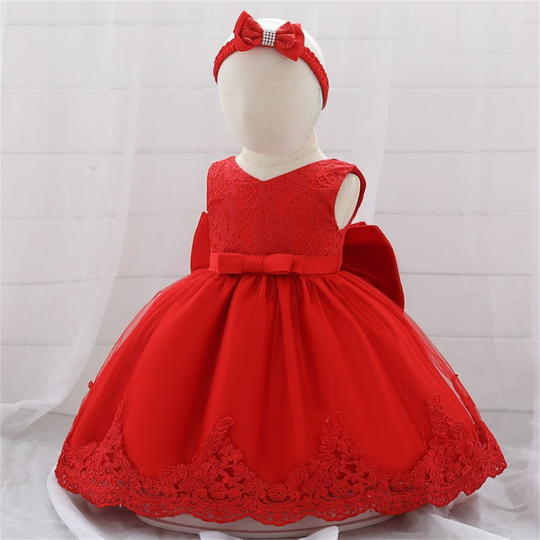 Utlike Summer Dress For Baby Girls Pageant Lace Dress Bowknot Flower Dresses  Wedding Tutu Gown First Birthday Outfit Leisure Sundress Size 12 Months-18  Months - Walmart.com
