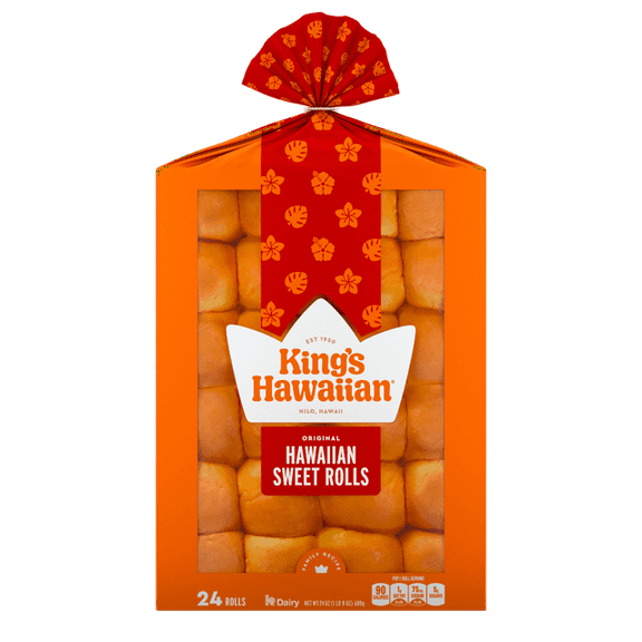 King's Hawaiian Original Hawaiian Sweet Dinner Rolls 24 Count, 24 oz, Shelf-Stable (Pack of 3)