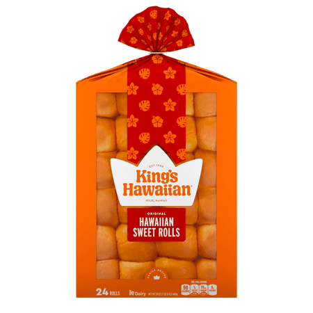 King's Hawaiian Original Hawaiian Sweet Dinner Rolls 24 Count, 24 oz, Shelf-Stable (Pack of 1)
