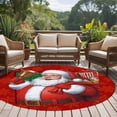 thumbnail image 4 of Round Area Rugs Collection 8 Ft, Red Christmas Santa Claus Non-Slip Residential Carpet, Snowflakes Winter Xmas Gifts Indoor Crawling Mats Runner Rugs for Living Room/Dining Room/Bedroom, 4 of 8