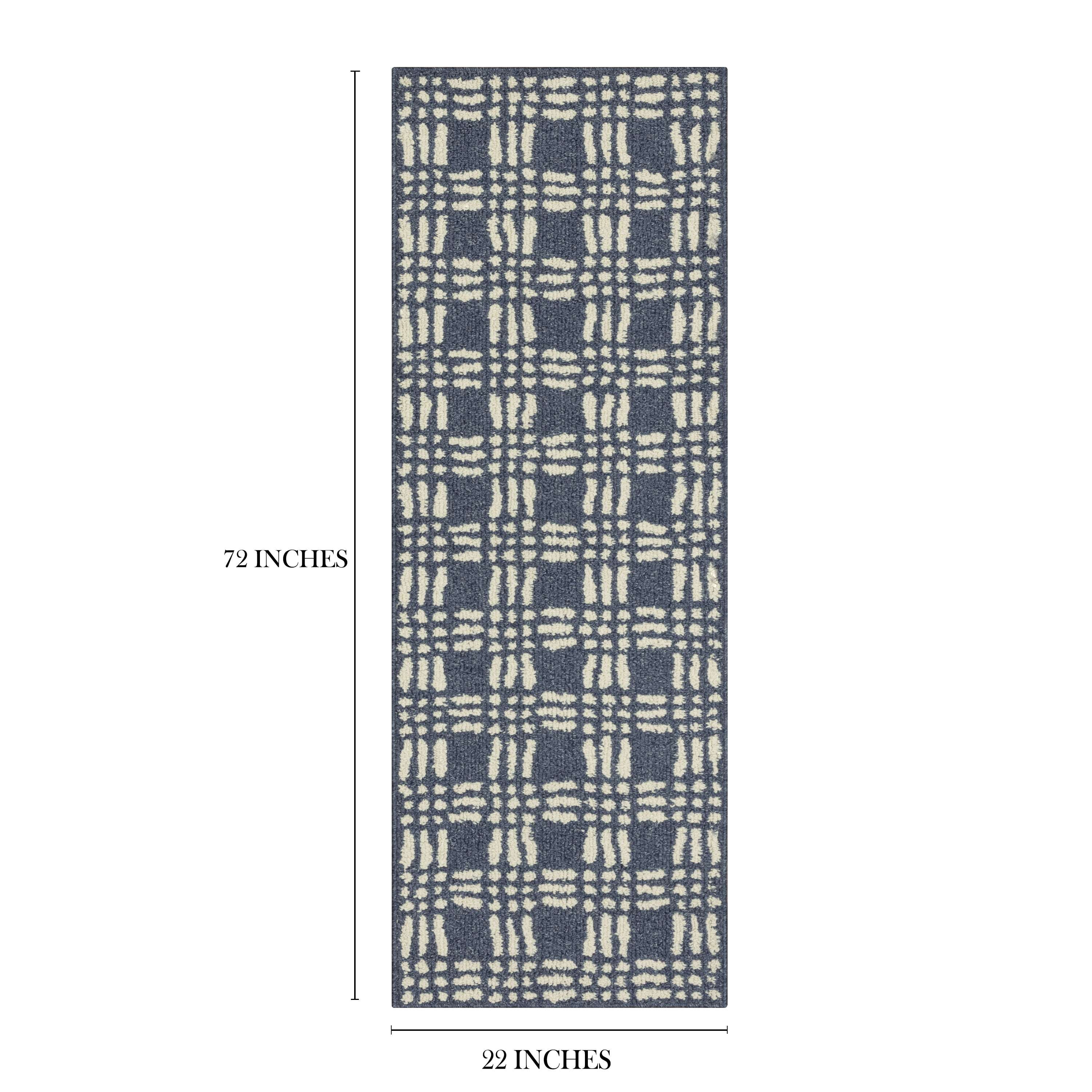 Mainstays Transitional Grid Plaid Blue Indoor Runner Rug, 2' x 6'