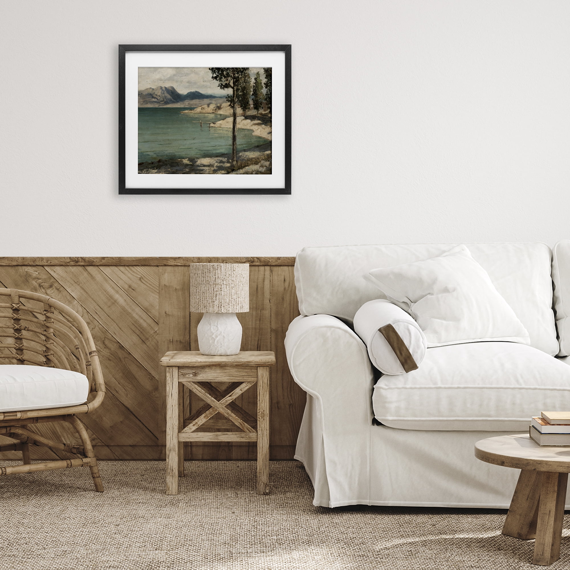 Stupell Industries Tranquil Shore with Trees Black Framed Print Under Glass, design by Arlington Prints