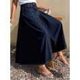 thumbnail image 5 of Womens Blue Denim Maxi Skirt With Pleated A-Line Flowing Style, 5 of 5
