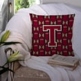 thumbnail image 3 of Letter T Football Garnet and Gold Fabric Decorative Pillow, 3 of 4