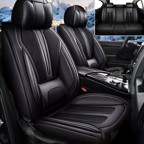 Car Seat Cover Full Set 5 Seats Fit for Ford Ranger 2019-2025: Faux Leather Car Seat Covers Vehicle Cushion Covers Compatible Airbag Waterproof Automotive Seat Covers