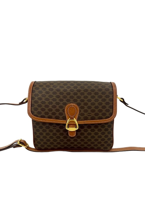 Pre-Owned CELINE Vintage Macadam Blazon Triomphe Logo Pattern Leather Shoulder Bag/Pochette...