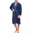 thumbnail image 3 of Notus Shawl Collar Bathrobe for Men Soft Spa Nightgowns 100% Cotton Terry robes for Women - Towel Bathrobe Unisex Terry Cloth Bathrobe, Soft Shower Spa Robe Blue Collar Navy XXL, 3 of 7