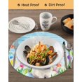 thumbnail image 3 of 15 Inch Round Placemats Set of 4, Spring Easter Non Slip Heat Insulation PP Table Mats, Blue Botanical Tulip Rabbit Butterfly Washable Place Mats for Kitchen Dining Party Table Decor, 3 of 7