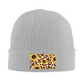 thumbnail image 2 of ZICANCN Leopard Print Sunflower Knit Beanie Hat, Winter Cap Soft Warm Classic Hats for Men Women, Gray, 2 of 8