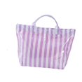thumbnail image 4 of Bolso de trabajo a rayas, gran capacidad, impermeable, tipo hobo, ideal para la playa, el trabajo y los viajes. Blanco violeta, 4 of 9