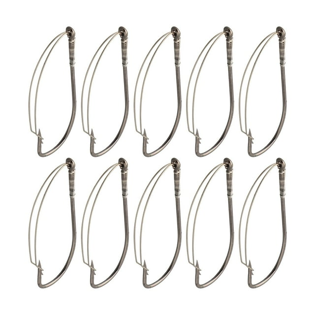 10Pcs/Box Weedless Barbed Fishing Hook Bass Single Worm Hook Lure Bait Holder