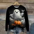 thumbnail image 6 of Yteetum Oversize Sweatshirts for Women Halloween Cute Ghost Graphic Print Crewneck Pullover Fleece Sweatshirts Tops Womens Casual Ghost Print Round Neck Loose Sport Long Sleeve Hoodless Sweatshirts, 6 of 9