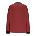 thumbnail image 5 of MingM Womens Blouses Long Sleeve V Neck T Shirts Casual Oversized Color Block Tops Fall Fashion Clothes,Wine,S, 5 of 6
