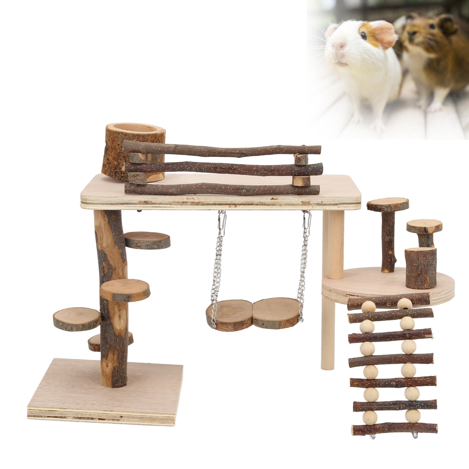 Riousery Hamster Apple Wood Ladder Playground (13 inches / 33 cm) Safe Durable Wooden Playground for Hamster Little Pet