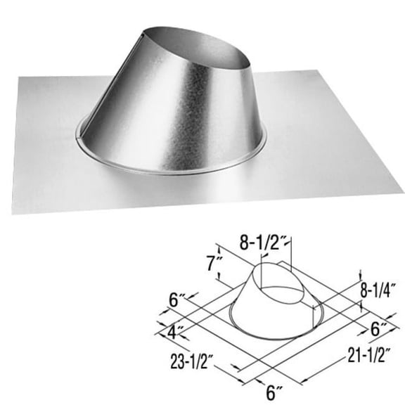 Simpson Duravent Flashing Direct Vent 6-5/8 " Galvanized 0/12 - 6/12 Case of 6