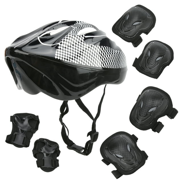 7 In 1 Knee Elbow Pads Wrist Guards Helmet, 11 Hole PE Shell Adults