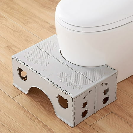 Foldable Toilet Stool, 7 inches Healthy Squatting Posture Poop Stool with Anti-Slip Feet, Portable Travel Foot Stool for Toilet, Unique Folding Design Compact&Wide footrest (Cloud Grey)