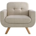 thumbnail image 3 of ZXNYH Elena Contemporary Accent Armchair with Linen Upholstery Living Room Furniture, 2SEAT, Natural, 3 of 5