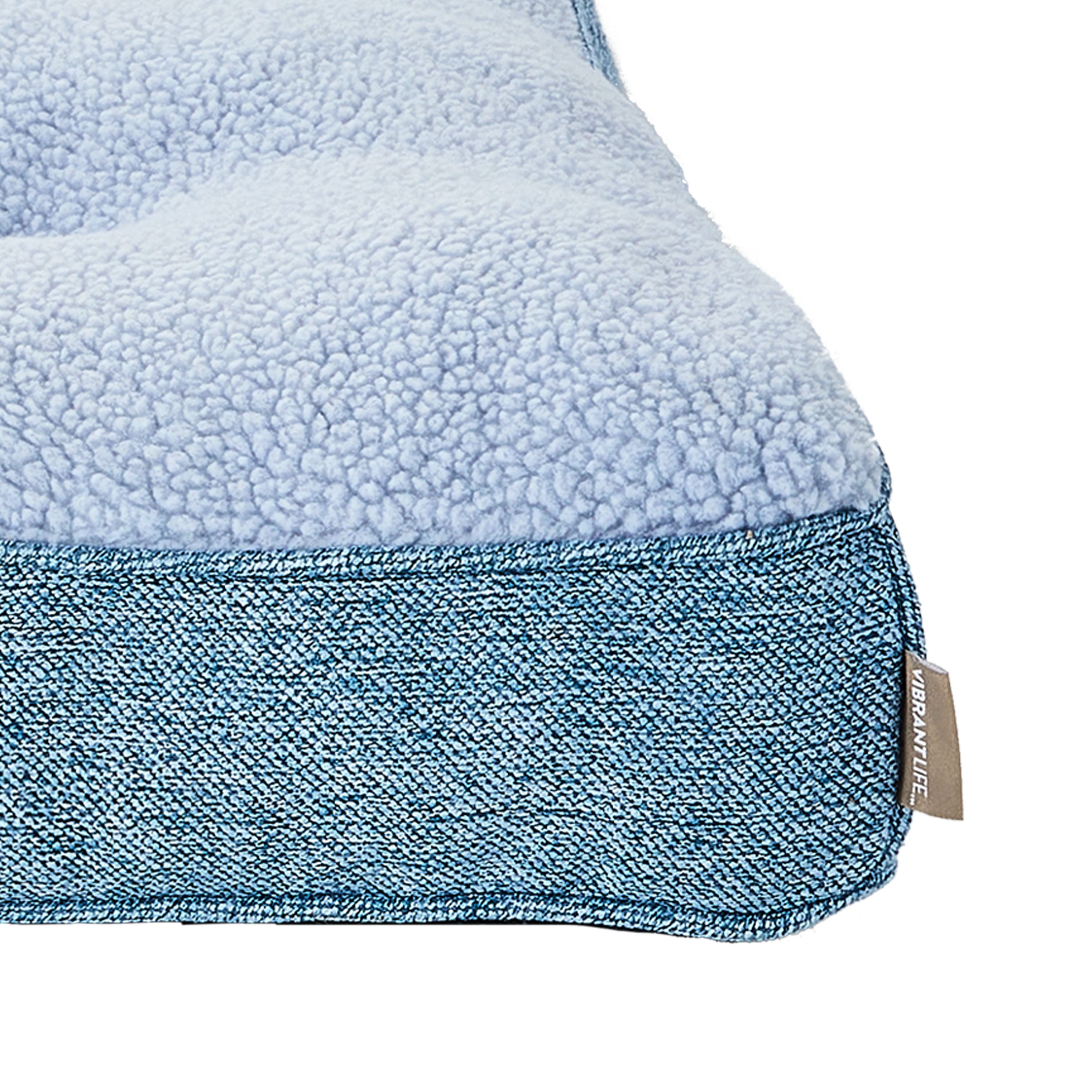 Vibrant Life Extra Large Tweed and Sherpa Orthopedic Dog Bed, Blue, 48" x 35"