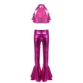 thumbnail image 3 of TSSOE Kids Girls 2 Piece Jazz Hip Hop Dance Clothes Shiny Sequin Backless Crop Tops with Flared Pants Ballroom Outfits Hot Pink 16, 3 of 7
