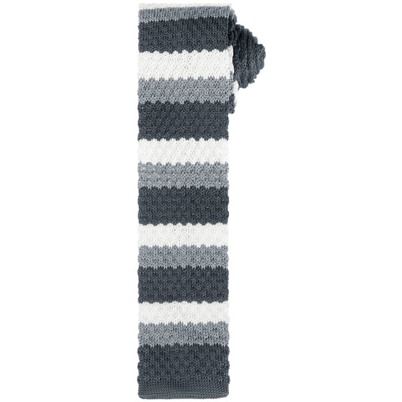 INSPIRE CHIC Men's Stripe Ties Flat Skinny Stripe Knit Neckties for Business Casual Black Grey White One Size