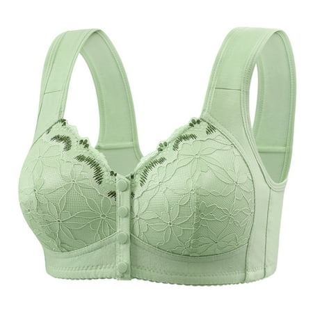 Xiaoxatg Women s Fixed Cup Front Buckle Underwear For The Elderly Plus Size Bra Without Underwire Thin Tank Top Bra Front Closure Wireless Bras for Women