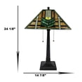 thumbnail image 3 of Louis Comfort Tiffany Mission Style Geometric Green Arrow Glass Shade Table Lamp, 3 of 10