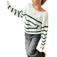 thumbnail image 3 of Suéter Corto de Cuello Redondo para Mujer, Larga, Tejido Grueso, Estilo Jersey, Ideal para Otoño Verde y L, 3 of 7