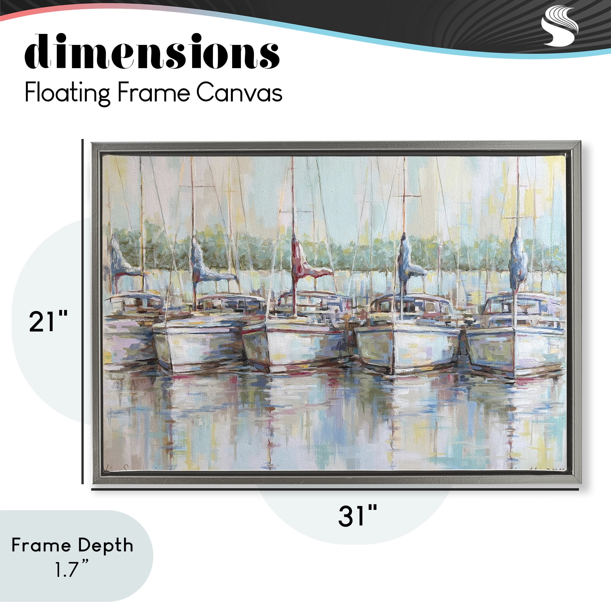Stupell Industries Morning At The Marina Gray Framed Floater Canvas Wall Art, design by Linda Sperruzzi