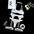 thumbnail image 4 of Conjunto de Sujetador de encaje de 4 piezas para mujer, ropa interior con aros y liguero, lencería Sexy, varios estilos, 4 of 4