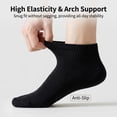 thumbnail image 4 of 10 Pairs Unisex Black Thin Cotton Mini Crew Ankle Socks, One Size Elastic Arch Support Athletic Socks, Reinforced Toe Heel Casual Gym Running All Season Socks, 4 of 7