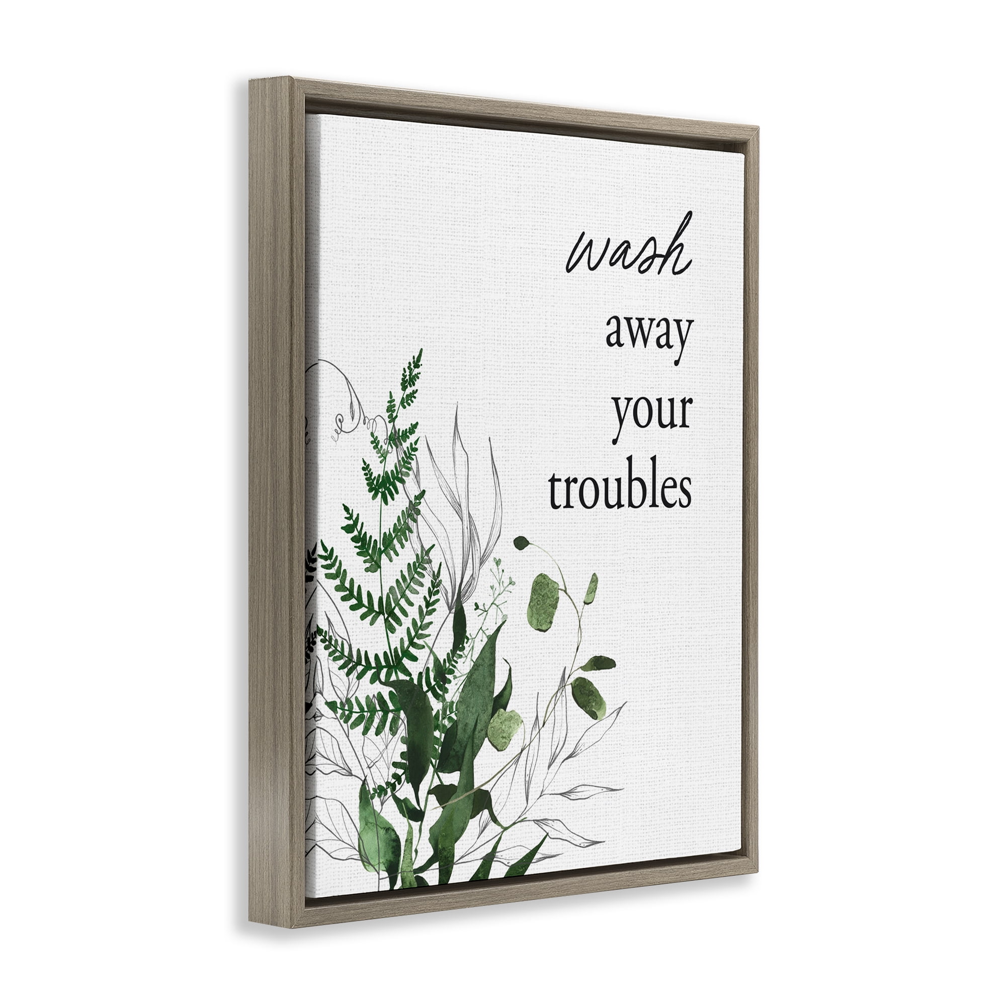Forest Foliage Wash Away Brown Framed Floater Canvas Wall Art, design by Lettered and Lined