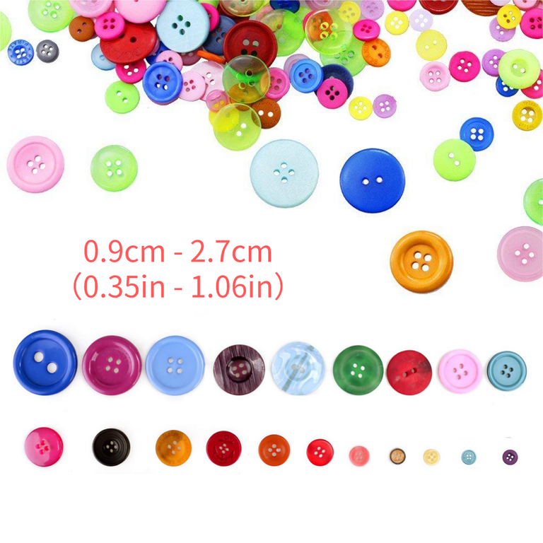 500Pack Round Resin Buttons for Crafts, Colorful Button Bulk with 2 or 4  Holes for Sewing, Assorted Color & Size 