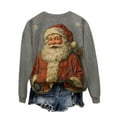 thumbnail image 7 of Lorytime Christmas Vintage Crewneck Sweatshirt Women Santa Claus Print Shirt Long Sleeve Pullover Tops for Holiday, 7 of 7