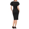 thumbnail image 3 of INSPIRE CHIC Women's Ruffle Short Sleeve Bodycon Dress Back Zipper Pencil Elegant Dresses L Black, 3 of 6