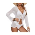 thumbnail image 3 of Cárdigan tipo kimono de gasa para mujer, traje de baño transparente de verano para bikini XBTCLXEBCO Blanco, Extra Grande, 3 of 6