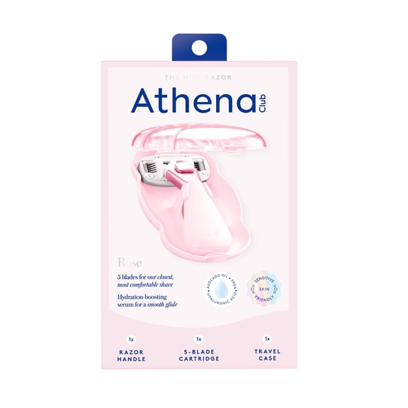 Athena Club Mini Women's Razor Handle   1 Refill Cartridge   Travel Case - Trial Size - Rose