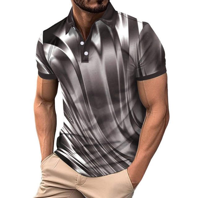 toraway Shirts for Men Coton Mens Été Confortable Imprimé Col à Revers Manches Courtes TG
