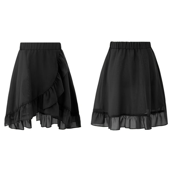 Alvivi Kids Girls Tiered Ruffle Chiffon Dance Skirt Ballet Lyrical Performance Tutu Skirts