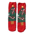 thumbnail image 2 of Chaussettes de Maison en Peluche Tissée Corail Chaud Automne Hiver Noël, 2 of 3