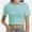 Aqua, variant on Women's Basic Teen Tee Workout Crewneck Short Sleeve Slim Fitted Casual Crop Top