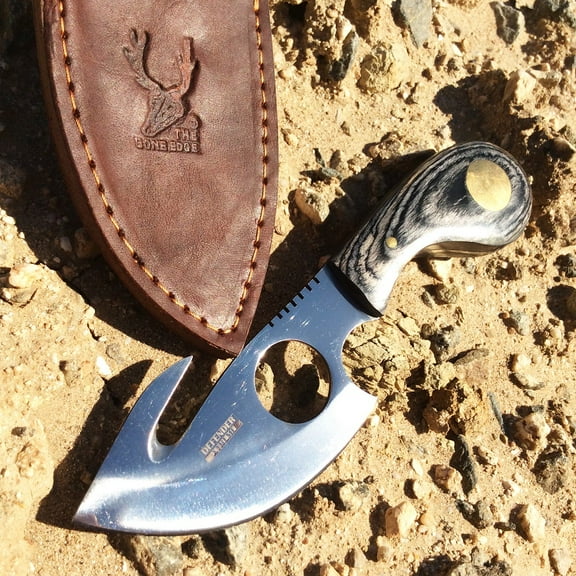 Defender 7'Skinner Knife Sharp Blade Black Color Handle With Sheath