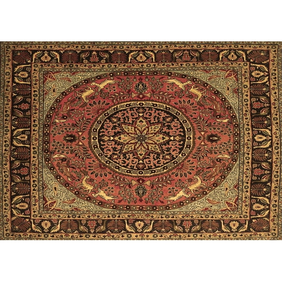 Ahgly Company Indoor Rectangle Medallion Brown Traditional Area Rugs, 8' x 12'