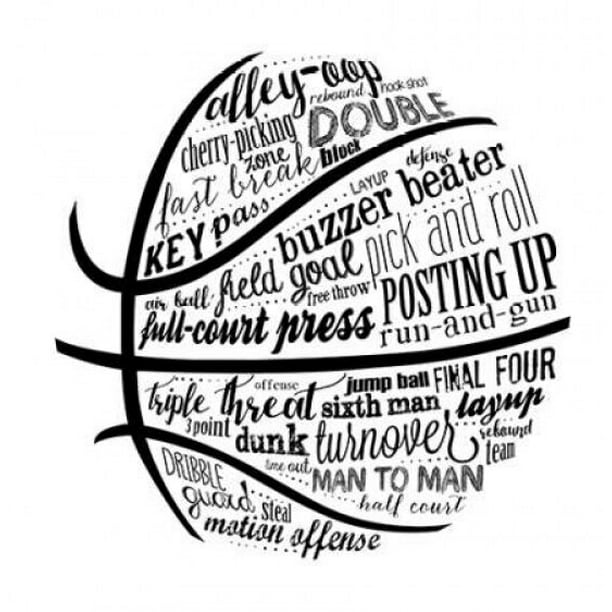 Basketball Terms BNW Poster Print by Longfellow Designs