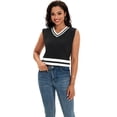 thumbnail image 7 of DARING DIVA Women's Cropped Sweater Vest Tank Tops S Black White, 7 of 7