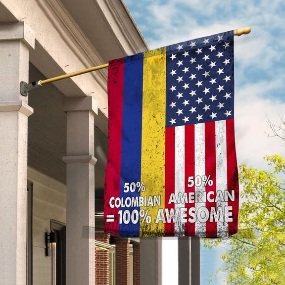 Flag American Half Colombian Flag Colombian American Friendship Colombia U.S.A Patriotic Proud House Flag, Double-Sided Decorative Outdoor Flag, Patriotic Polyester Yard Flag 29.5 x 39.5 in