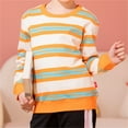 thumbnail image 2 of Generic Kids Sweatshirts Soft Cotton Warm Crewneck Cartoon Stripes Long Sleeve Pullover Sweatshirts Fall Winter Clothes for Boys Or Girls（5-6 Years Orange）, 2 of 7