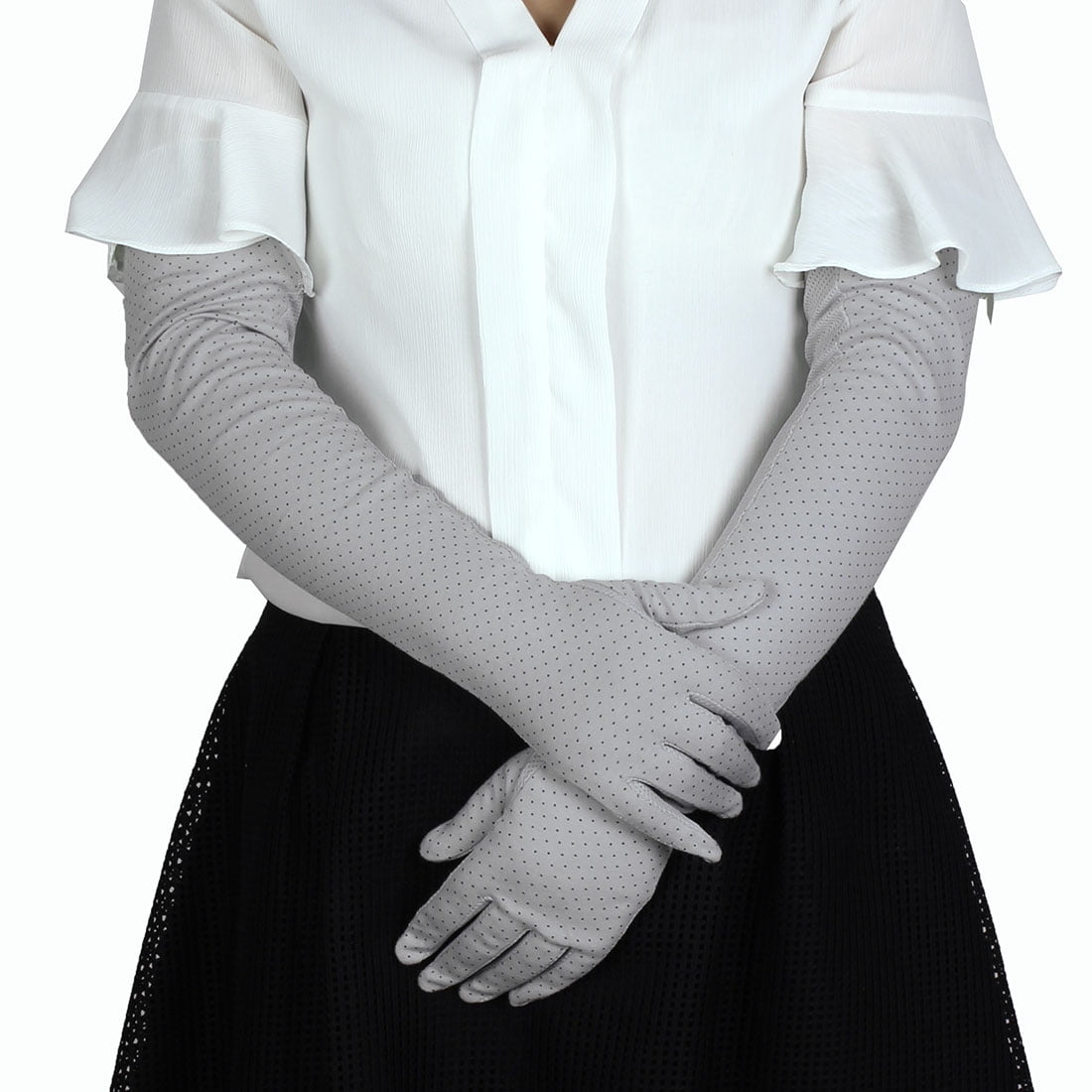 long gray gloves